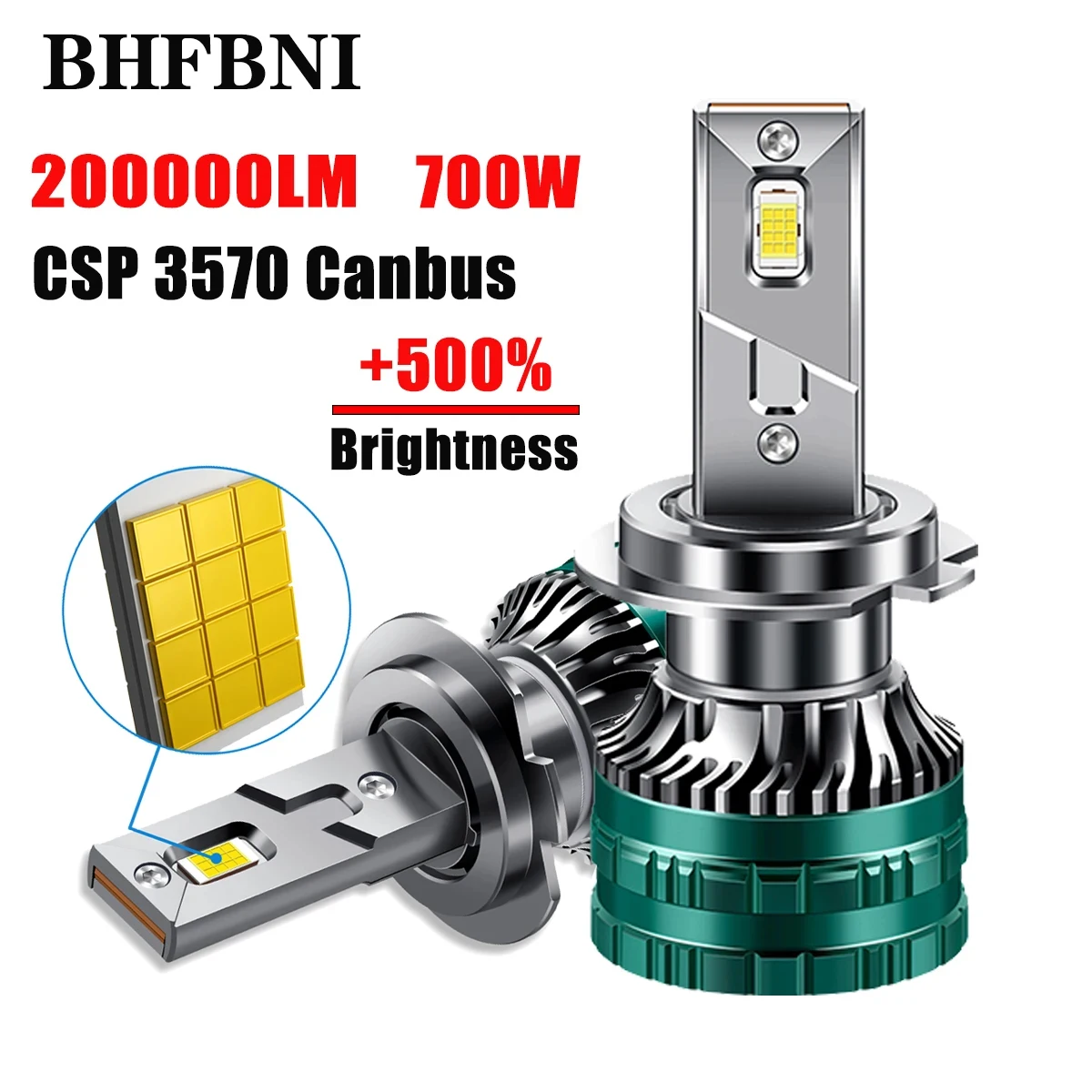 

BHFBNI H7 Lamp 700W 6000k 200000LM HB3 9012 9005 9006 H1 H8 H4 H11 H9 Powerful Bulb Led Car Canbus Headlight Fog Light CSP 3570