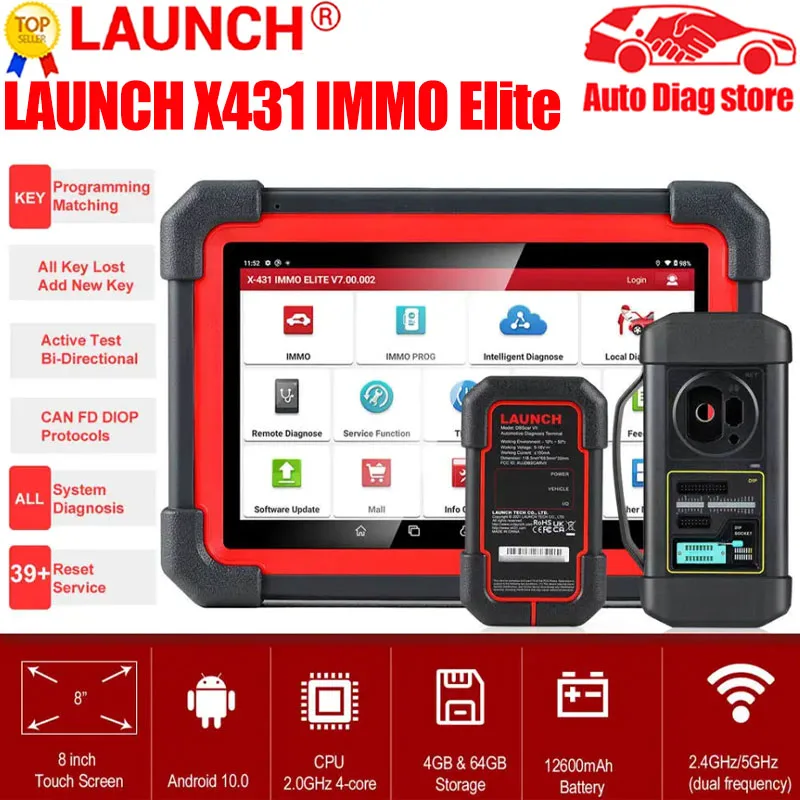 LAUNCH X431 IMMO Elite X-PROG 3 Key Programmer Car Diagnostic Tools Anti-Theft Programming CAN FD 38 Reset Auto Scanner