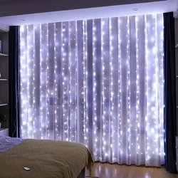 LED Curtain String Lights with Remote Control - USB - Powered Fairy Garland for Home and Bedroom Decoration (White Light)