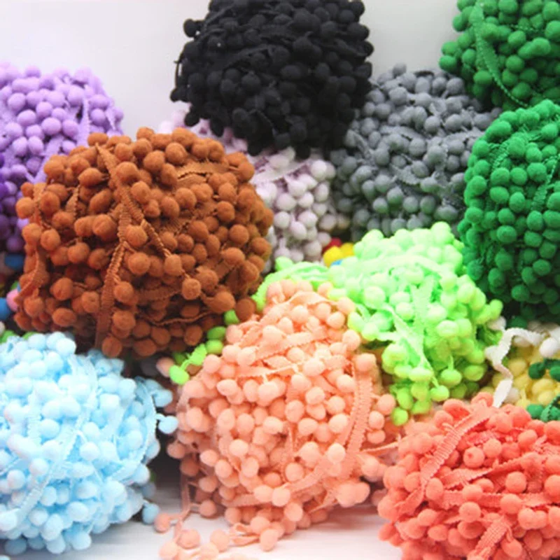 20Yards Mini Pom Pom Trim Ball Fringe Ribbon Pompom Lace DIY Sewing Accessory Lace Trim for Pillow Curtains Home Sewing Decor