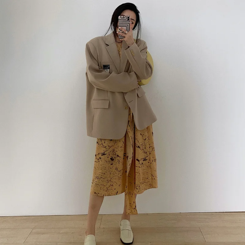 Blazers Women 2021 Spring Autumn Korean Style Elegant Soft Leisure Single Breasted All-match Solid Female Trendy Simple Office