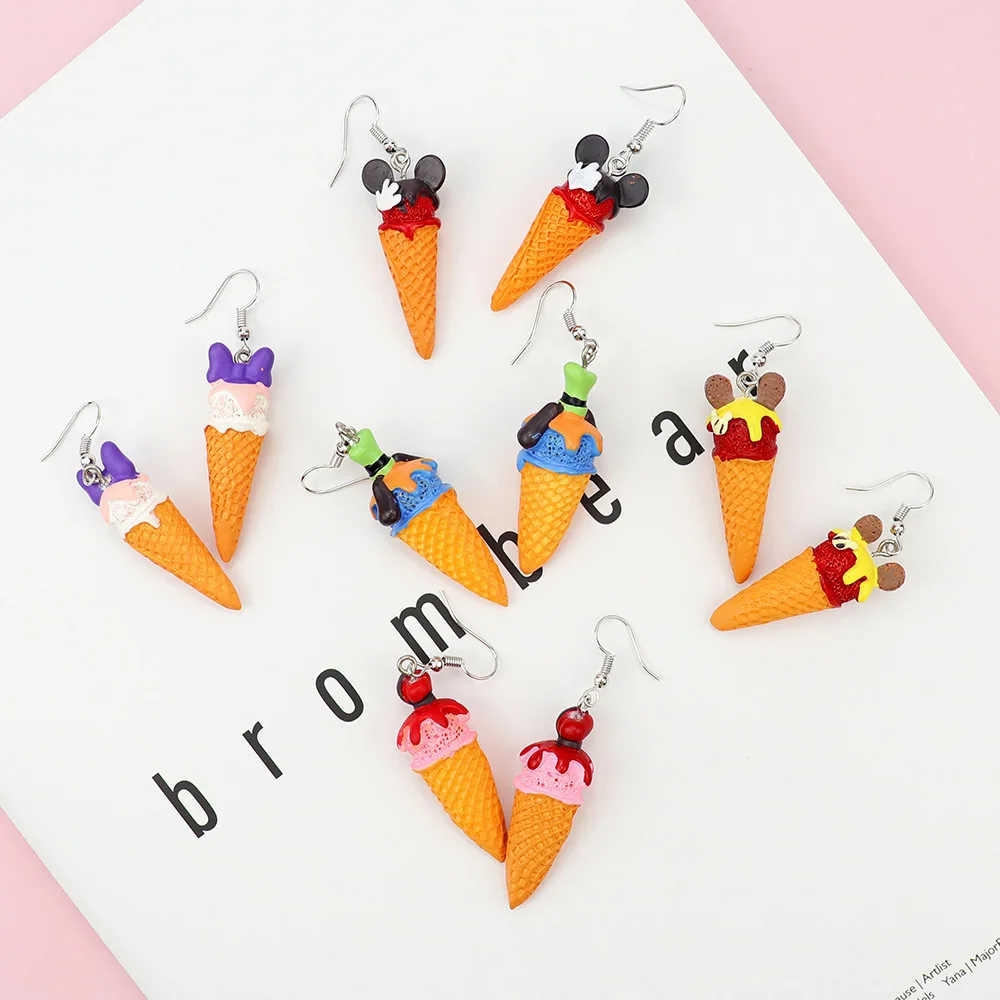 

Ovxxons 1 Pair Food Play Cute Cartoon Ice Cream Cone Earrings Fun Earrings Jewelry