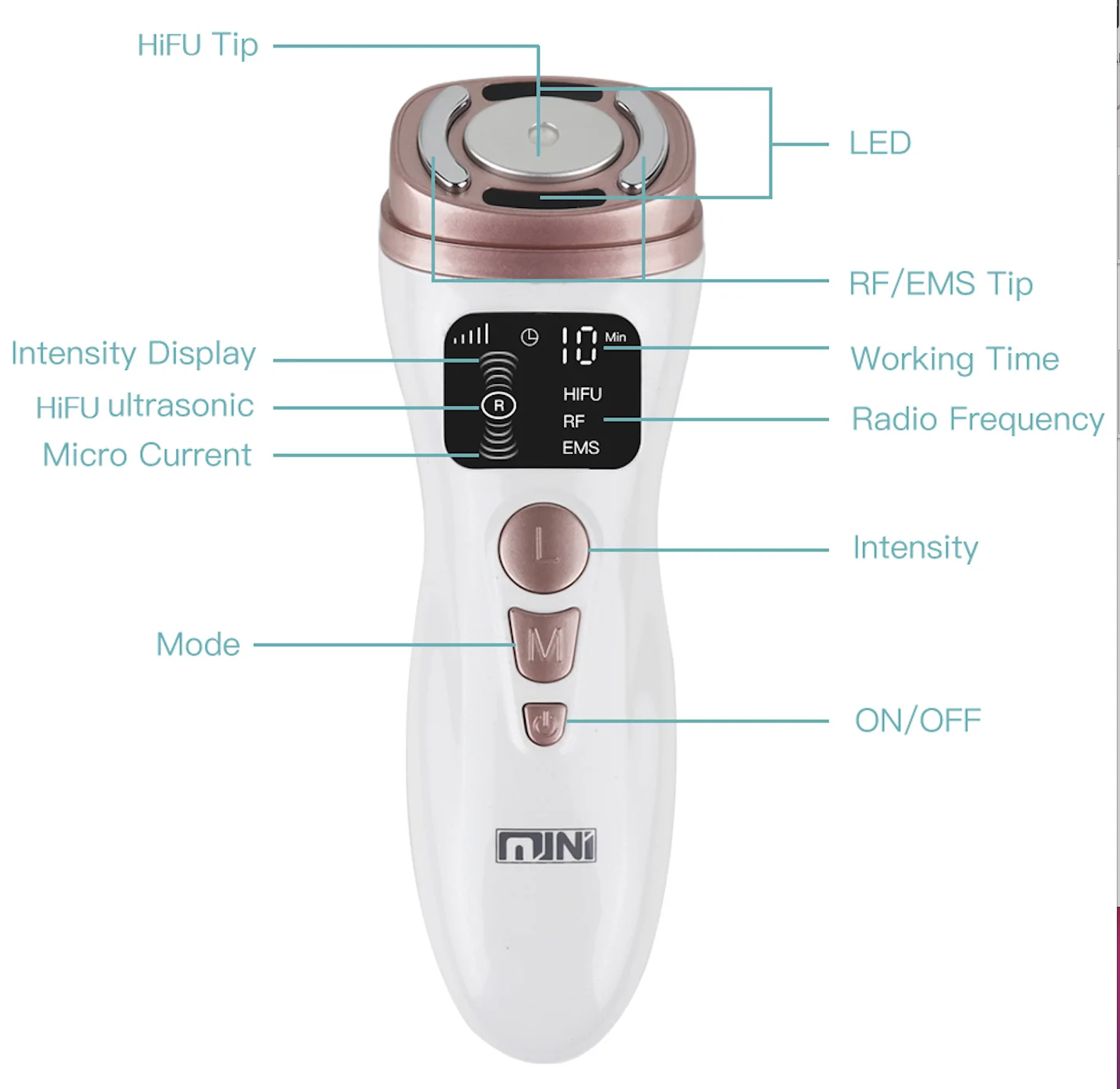 Mini urządzenie HIFU do twarzy, RF, napinanie, EMS, mikroprąd, lifting i napinanie okolic oczu i twarzy, przeciwzmarszczkowy masażer do twarzy_voghion.com