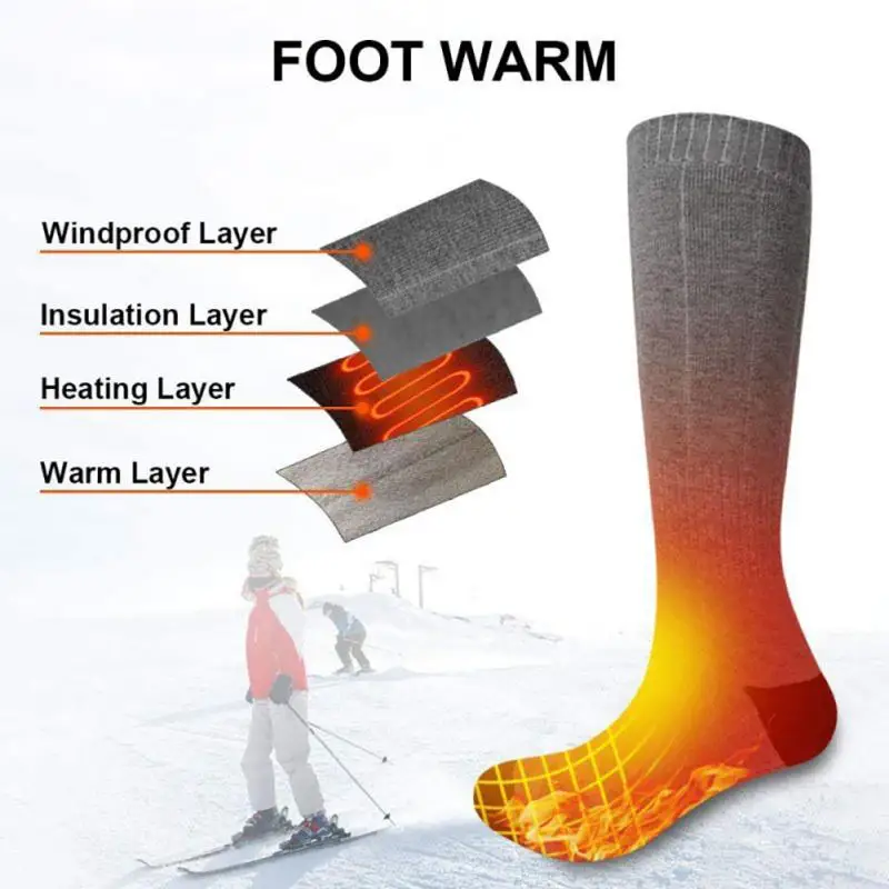 UK Battery Heated Hot Boot Socks Feet Warmer Electric Heater Cotton Winter Socks 