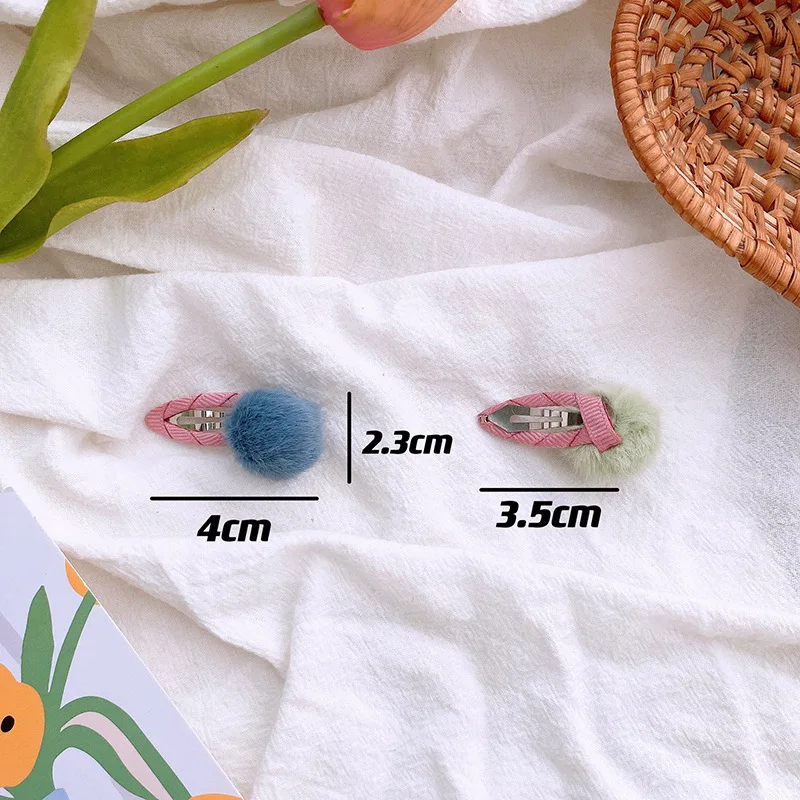 5pcs/set Children Mini Hair Clips Baby Cute Kawaii Hair Clips Plush Ball Kids Fur Ball Girls Hairpins BB Barrettes Accessories