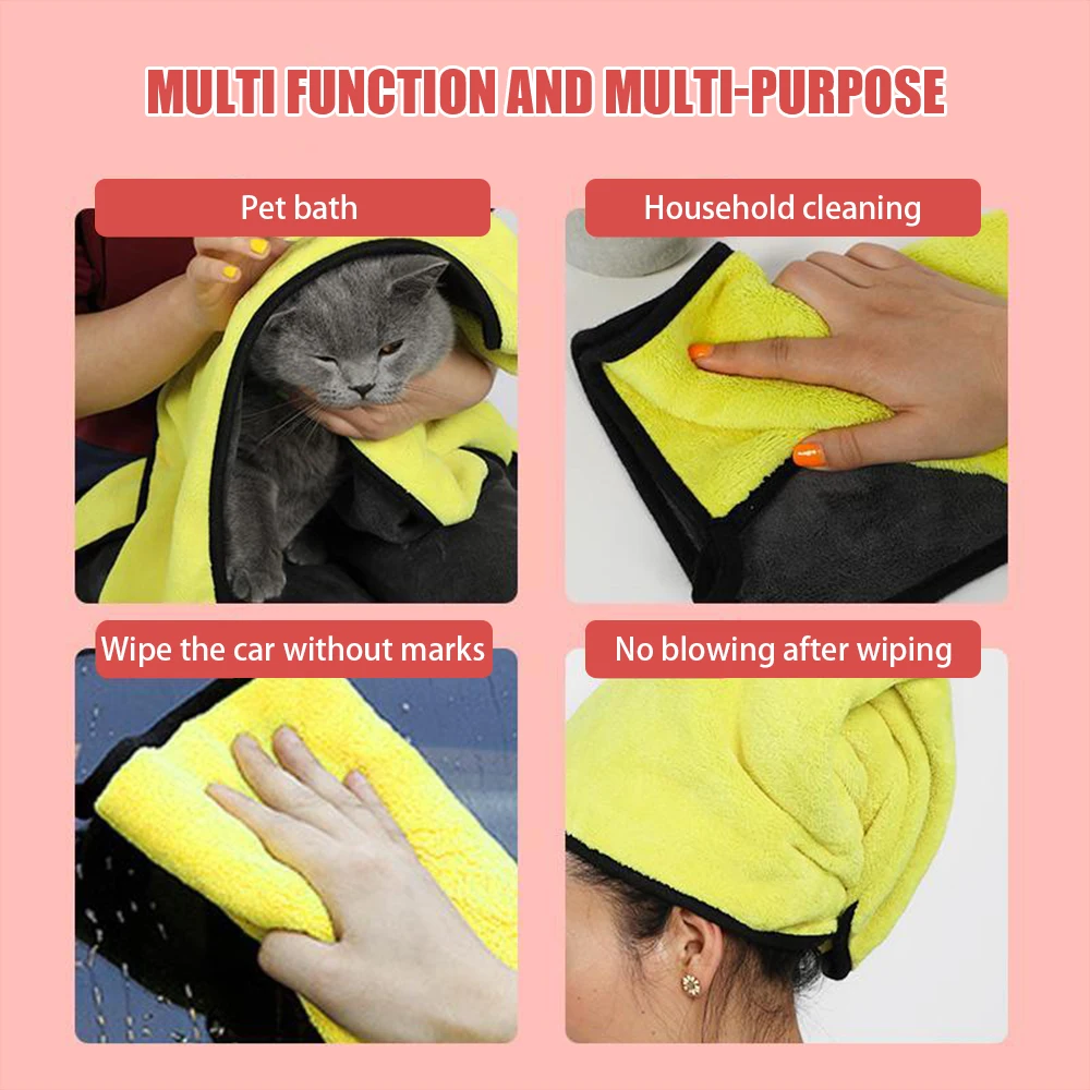 Quick-drying Pet Dog and Cat Towels Water-absorbent Bath Towel Soft Fiber Towels Convenient Pet Shop Cleaning Towel Pet Supplies