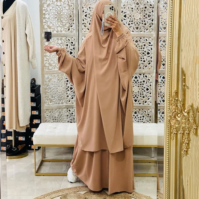 Jilbab-Conjunto de 2 piezas para mujer musulmana, vestido Hijab, prenda de  oración, Abaya larga, Khimar, Ramadán, bata árabe, conjuntos de ropa  islámica - AliExpress