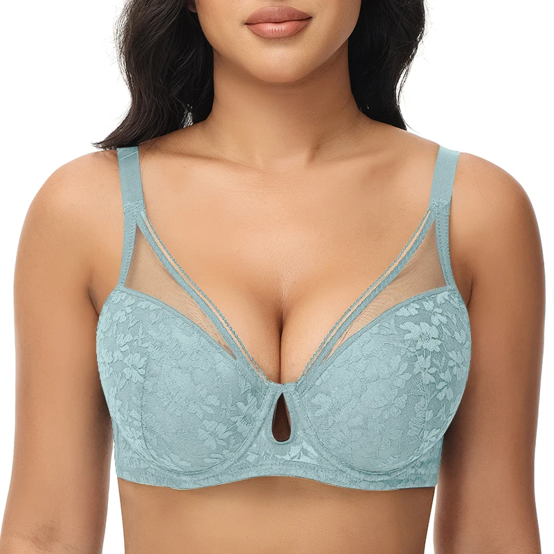 FallSweet Plus Size Bra for Women Push Up Underwire Bras Sexy Hollow Out Lingerie Thin Cup Brassiere Femme 34 to 44DD Cup 2