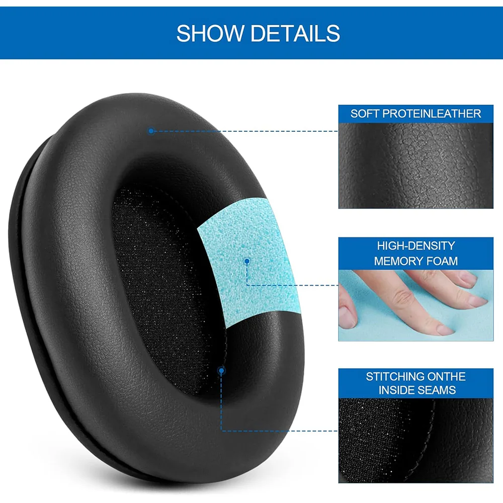 Cuscinetti Auricolari Per Sony MDR-7506, MDR-V6, MDR-V7, MDR-CD900ST - In Pelle Proteica E Memory Foam, Nero - Foto 12