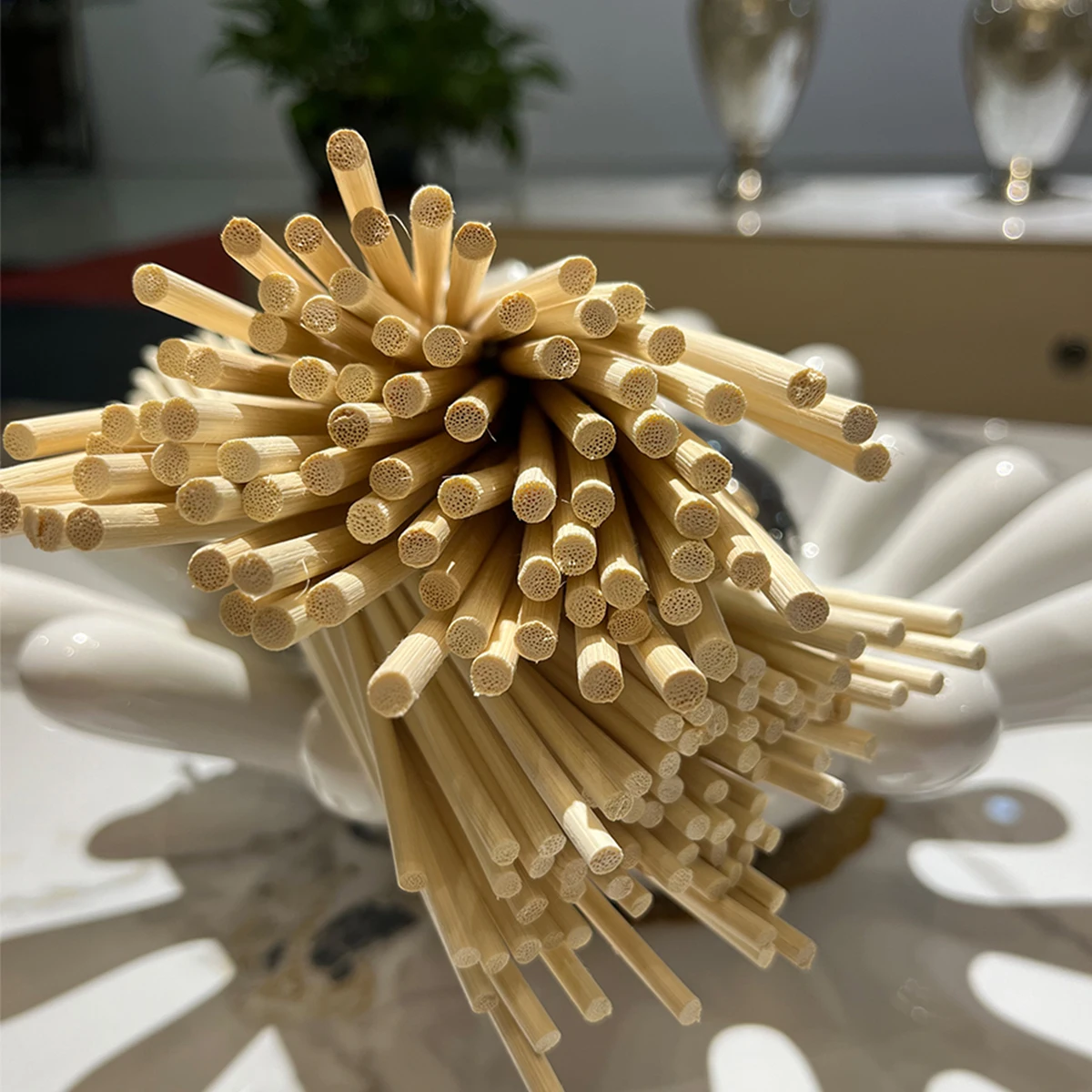 50pcs Diameter 5mm/4mm Very Thick Natural Wooden Reed Diffuser Rattan Sticks, Aroma Diffuser Air Freshener Reeds Rattan Rods
