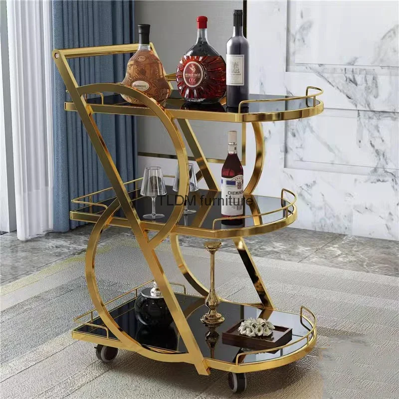 Utility Cart Trolley Kitchen Island Bar Tables Organizer Rolling Trolley Wine Rack Serving Shelf Archivadores Hotel Furiture