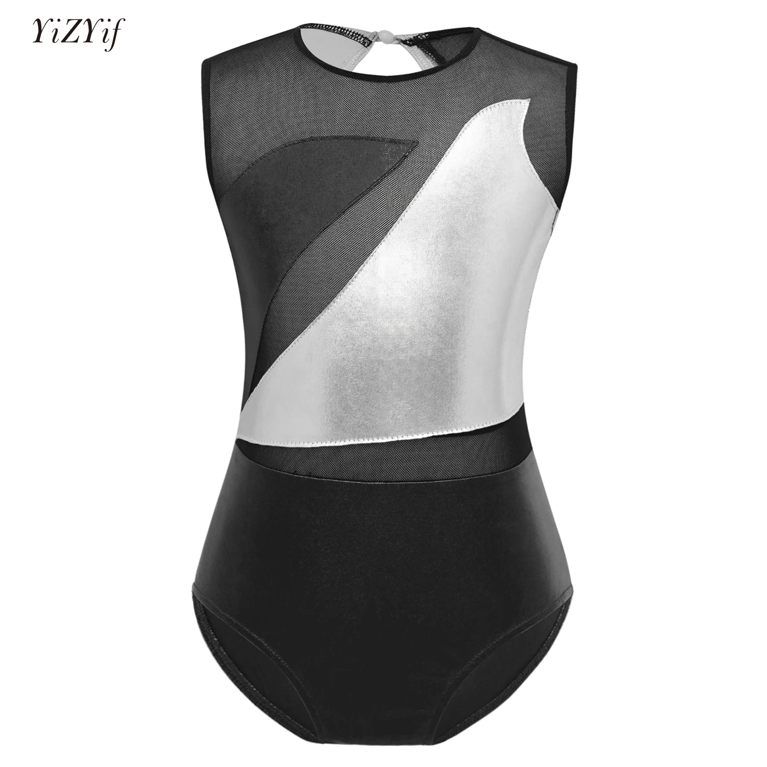 

Girls Gymnastics Leotards Metallic Shiny Sleeveless Dancewear Athletic Ballet Dance Bodysuit For Kids Party Costume 6-16 Years