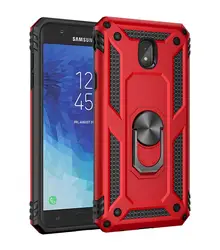 Rugged Kickstand Armor Phone Case with Magnetic Mount for J7 2018 (Red)