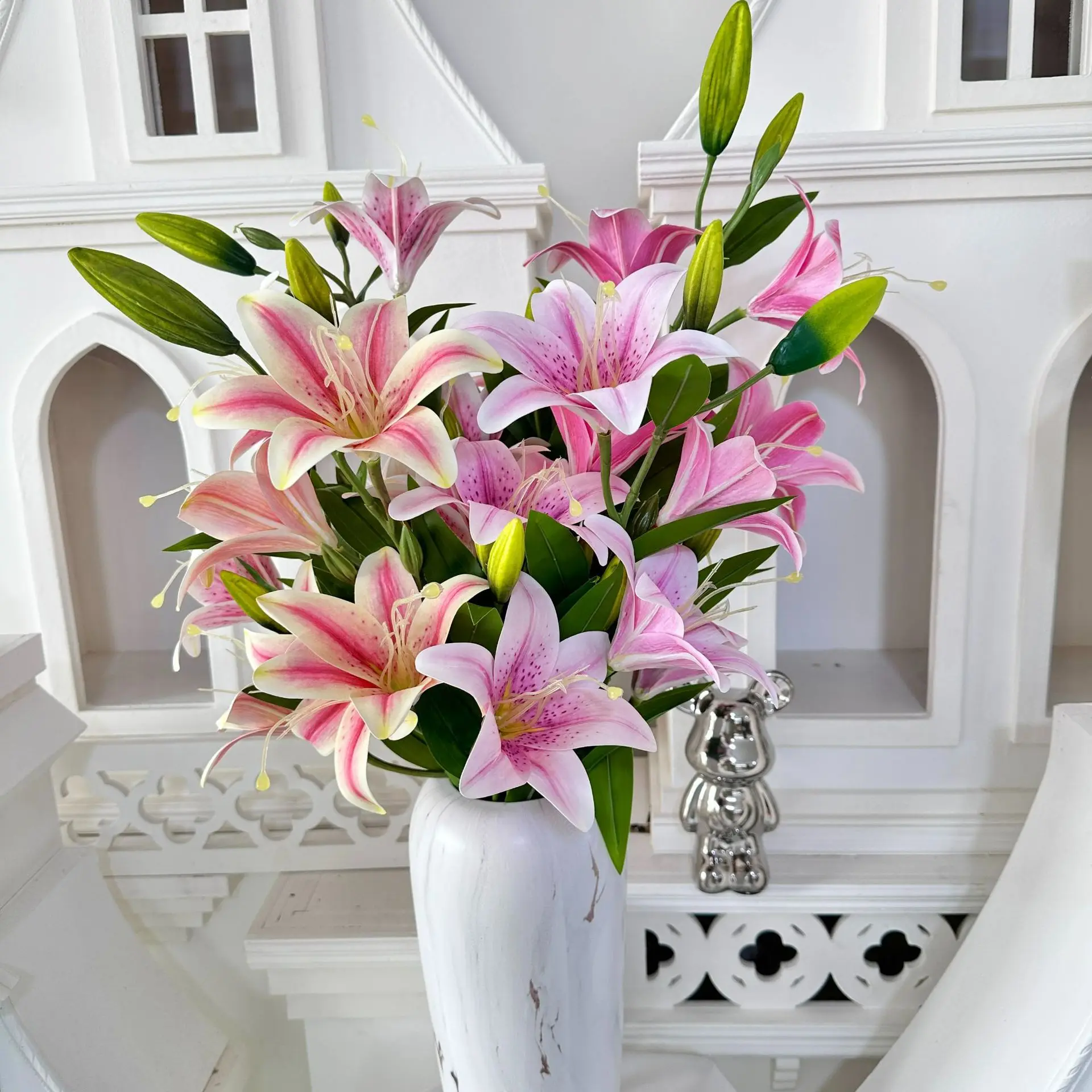 

Искусственные цветы в форме лилии, искусственные цветы для свадебной церемонии, 3 шт.