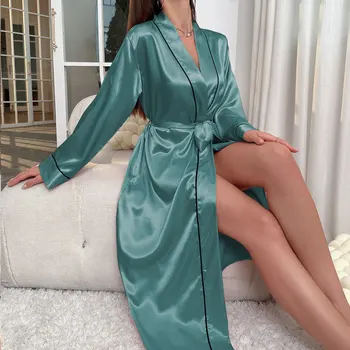رداء علوي نسائي جديد 2023 برقبة على شكل حرف v رداء نوم نسائي رداء نوم نسائي فضفاض رداء نسائي صيفي حريري للنساء 6