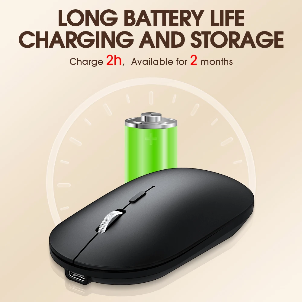 Wireless bluetooth Mouse Silent Rechargeable Mice Wireless mouse for Laptop Computer Desktop PC MacBook Mac IPad IPhone Tablet