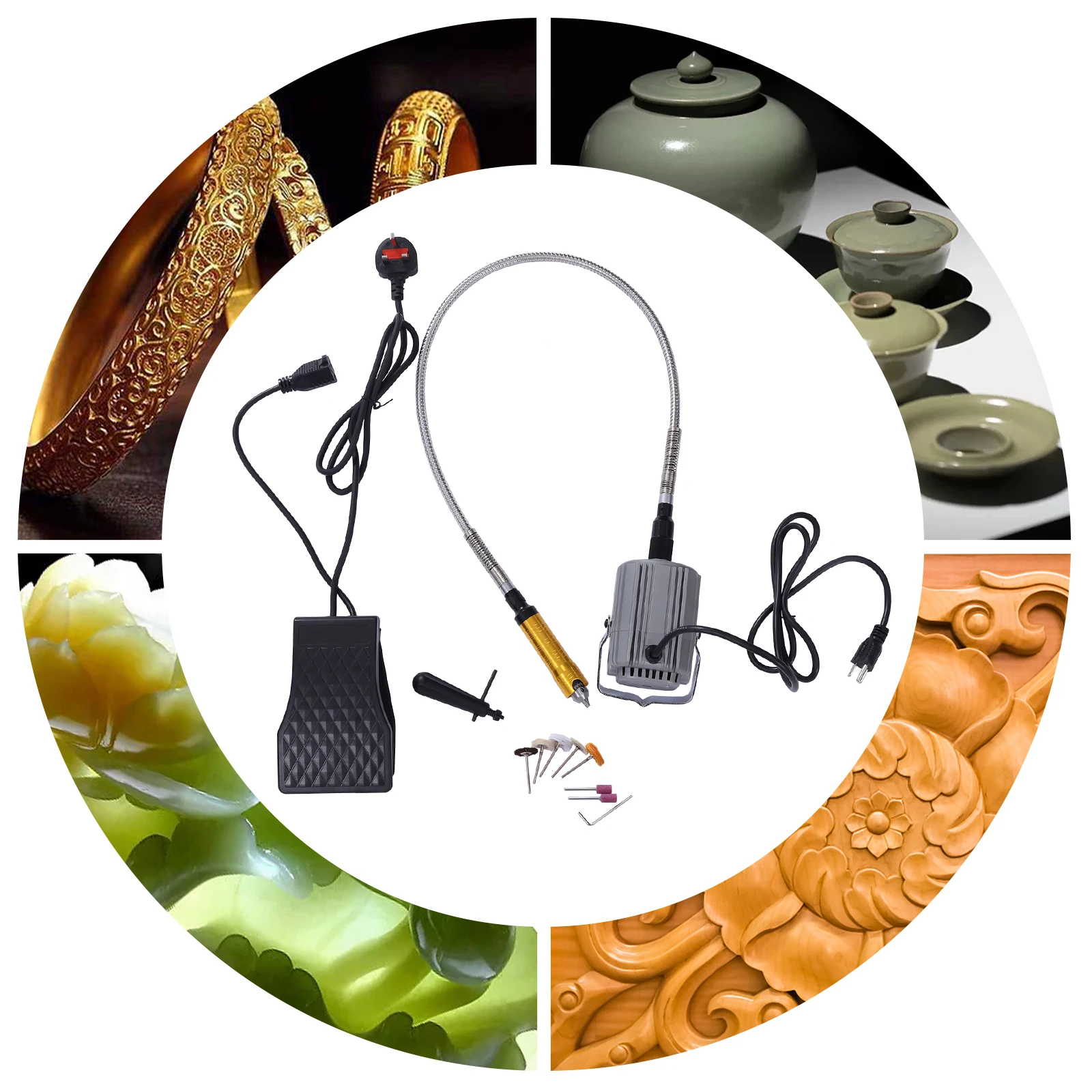 780W Hanging Flexshaft Mill Jewelry Tool 500-25000r/min With Foot Switch & 6mm Chuck