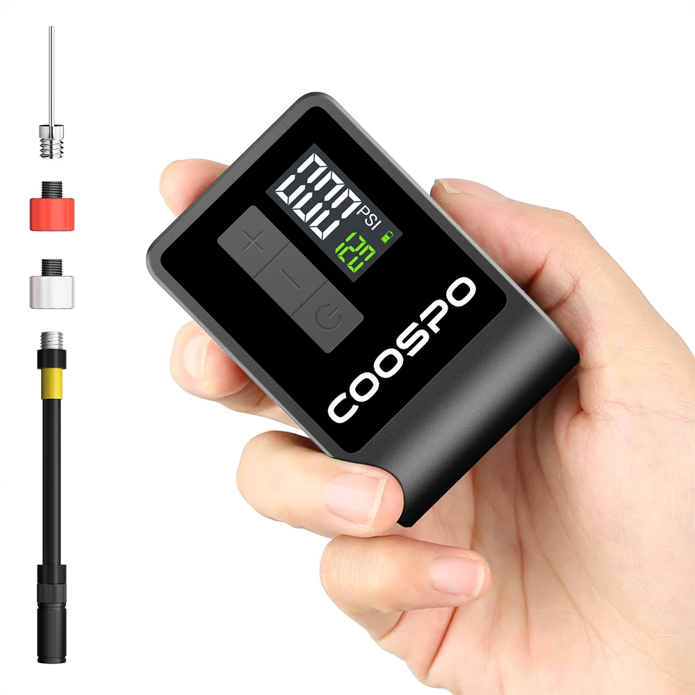 COOSPO Mini Electric Air Pump Portable Digital Inflator 120PSI 500mAh MTB Road Bike Accessories for Bike Schrader Presta Tires