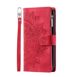 Elegant Leather Zipper Wallet Phone Case with Card Holder for Moto G62 5G (Red)