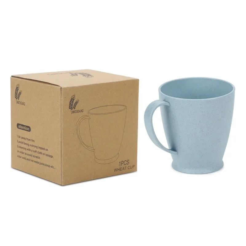 Creative Wheat Straw Children Handle Plastic Cup Home Student Baby Drink Cup Mouthwash plastic drinking cup