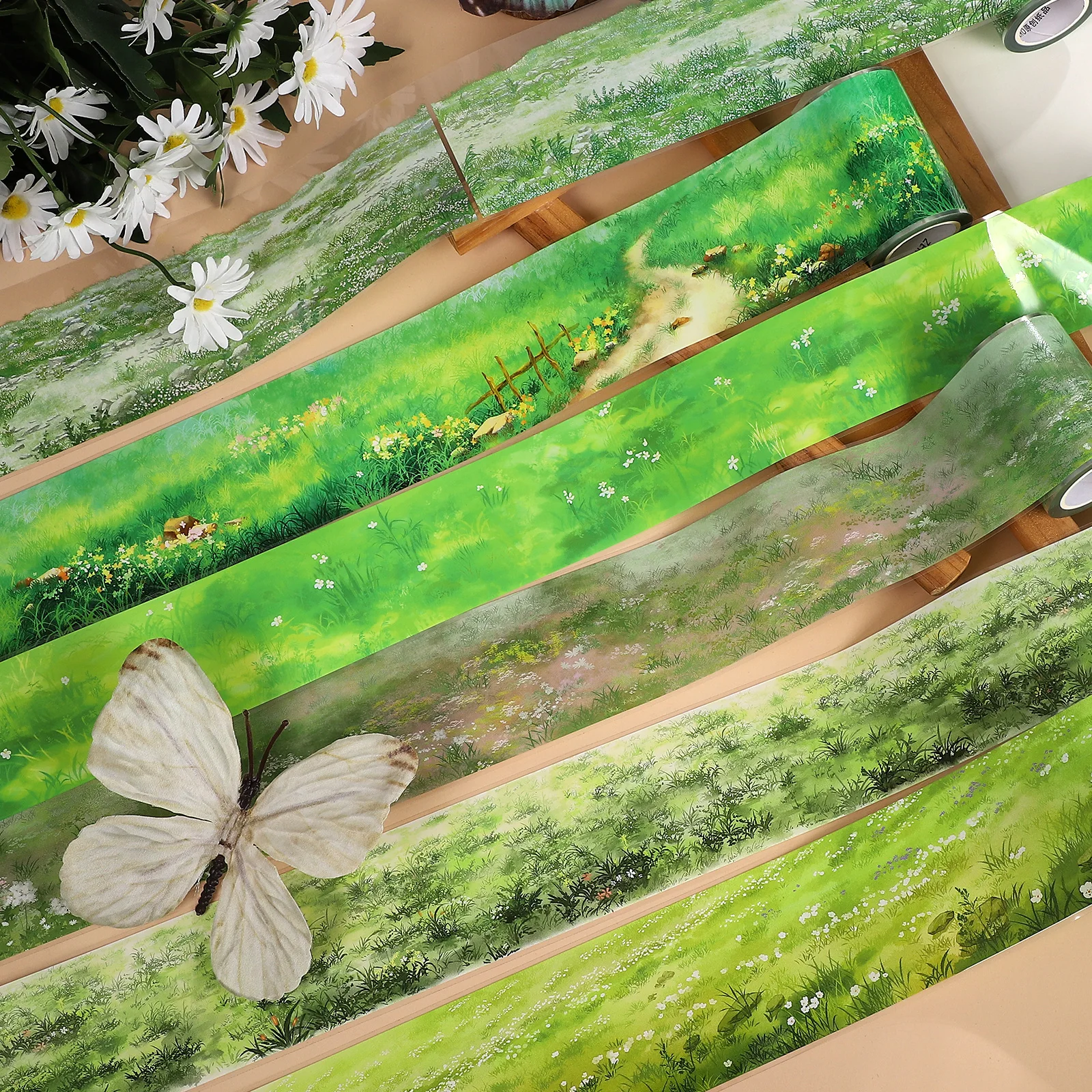 500cm 빈티지 초원 식물 꽃 풍경 PET 테이프 크리 에이 티브 DIY 저널 재료 콜라주 스크랩북 편지지