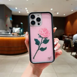 Wildflower Lilypad Floral Girlie Green Pink Rose Dancing Flower Phone Case Cover - iPhone 15 (1)