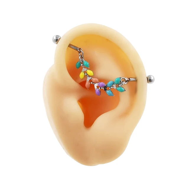 Set Piercing 7 Pezzi Set 7 Pezzi Gioielli Per Piercing - Bilanceri Industriali Con Sfera E Punta Freccia Per Cartilagine Dell'Orecchio, Gauge 14g (1.6mm) Bilanciere Industriale 14g