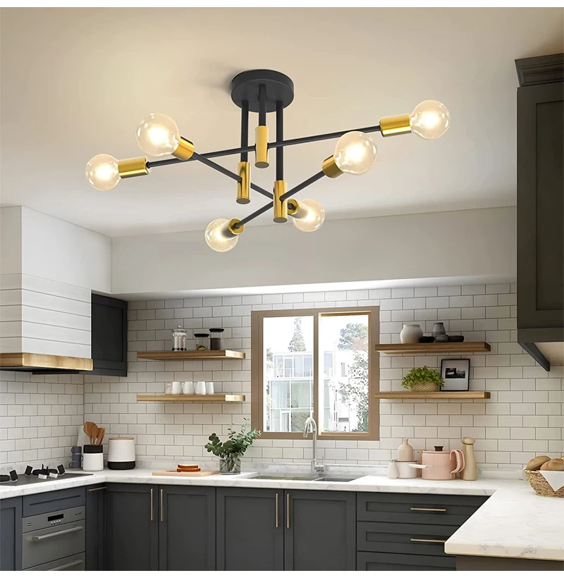 Modern Ceiling Lamp E27 Decor Home Lighting Fixture Retro Industrial Chandelier Wrought Iron Decoration Pendant Light Ceiling