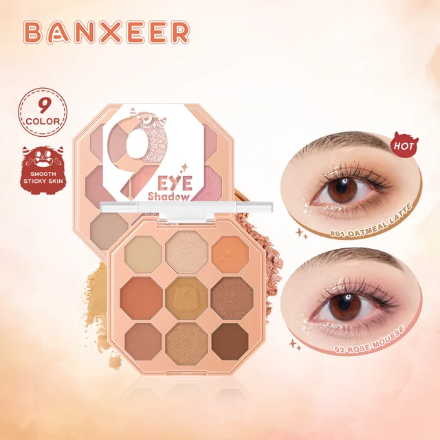 BANXEER Eyeshadow Palette 9 Colors Shimmer Matte Eye Shadow Long-lasting Waterproof Eye Pigments Shiny Shadows Cosmetics