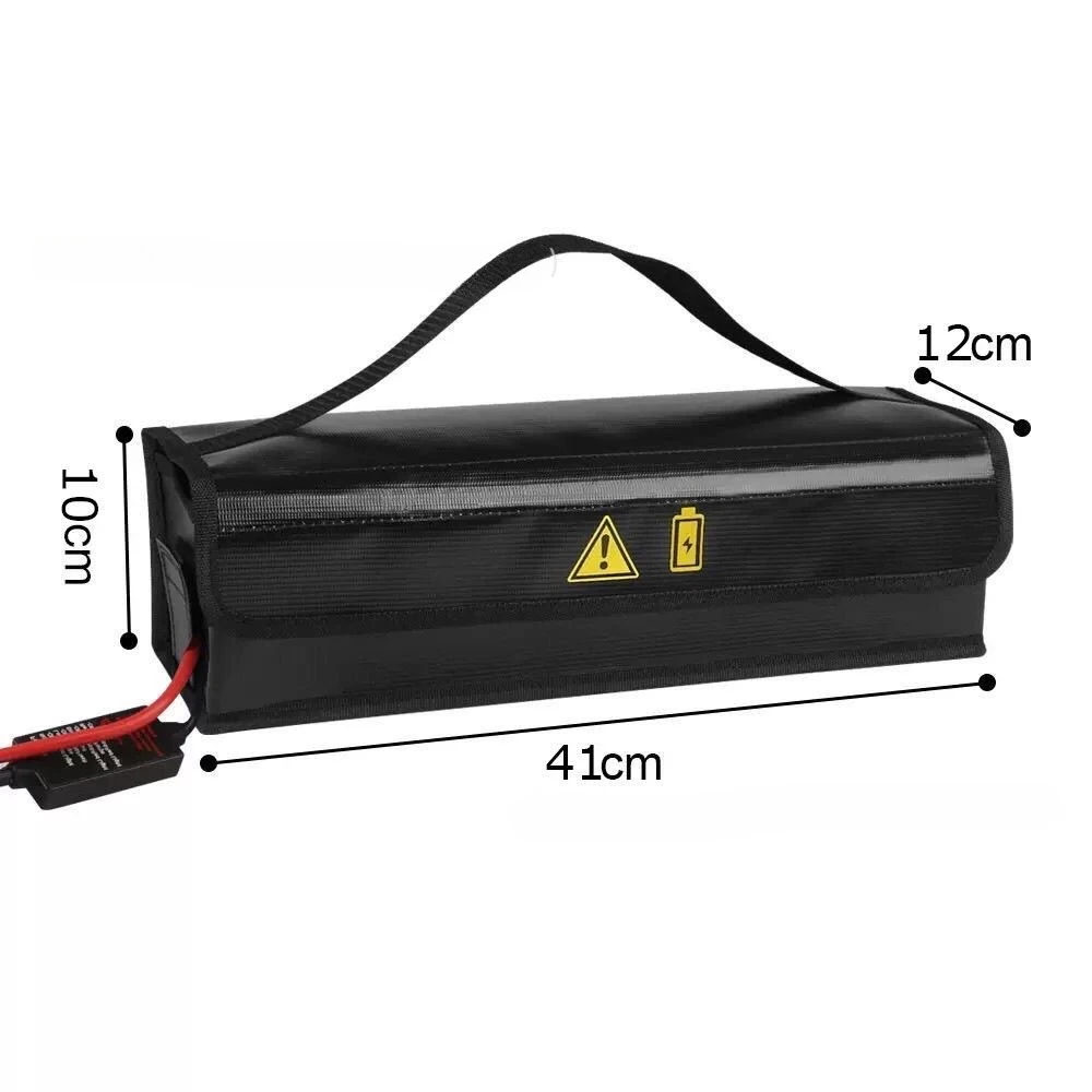 Fireproof silicone fiberglass lithium battery transport bag with reinforced carrying handle