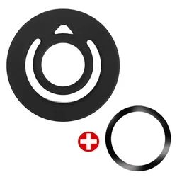Universal Magnetic Silicone Finger Ring Grip - Strong Magnet Circular Phone Holder with Ring Shape Design (Black)