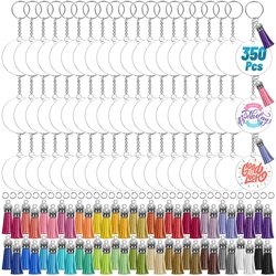 350Pcs Clear Acrylic Keychain Blanks for Vinyl Acrylic Blanks Keychain Tassels Jump Rings for DIY Keychain Craft