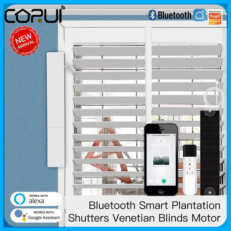 

Tuya Bluetooth Smart Adjustable Blinds Motor USB Charging Plantation Shutters Window Smart Life Alexa Google Home Voice Control