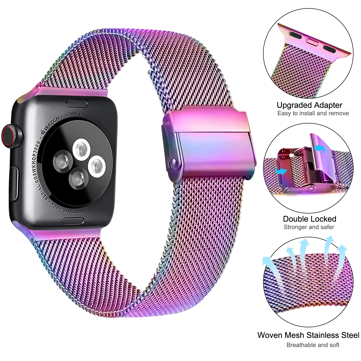 

Ремешок магнитный для Apple Watch Series 7 6 5 4 3 2 SE, браслет из нержавеющей стали для iWatch Band, адаптер, 40 мм 44 мм 42 мм
