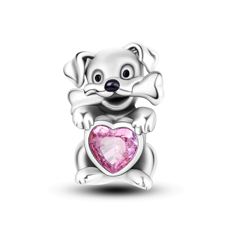 

100% 925 Sterling Silver Cute Puppy Charm Fit Original Pandora Bracelet&Bangle Fashion For DIY Jewelry Support Wholesale