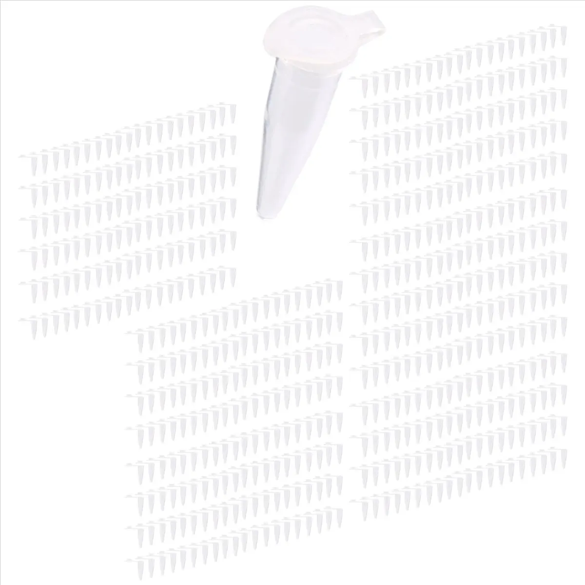 A10R 1000개 0.2ml 둥근 바닥 원심분리기 튜브(캡 포함) 투명 흰색