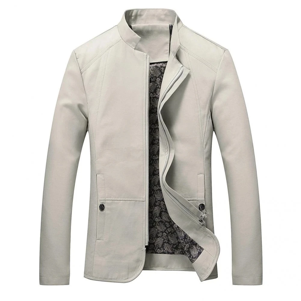 Men Stand Collar Men Jacket Slim Fit Mens Blazer Casual Jackets Male Thin Windbreaker MEN Pure Cotton Bomber Jacket size S-5XL