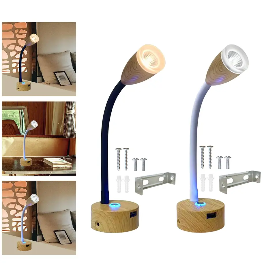 Lampada Da Lettura Per Camper 12V 3W - LED Caldo 3000K, Girevole 360&deg;, Per Interni Camper, Roulotte E Barche