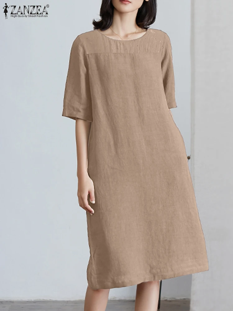 

Платье ZANZEA женское кружевное, элегантный винтажный сарафан в стиле пэчворк, кафтан с рукавом до локтя, с круглым вырезом, на лето