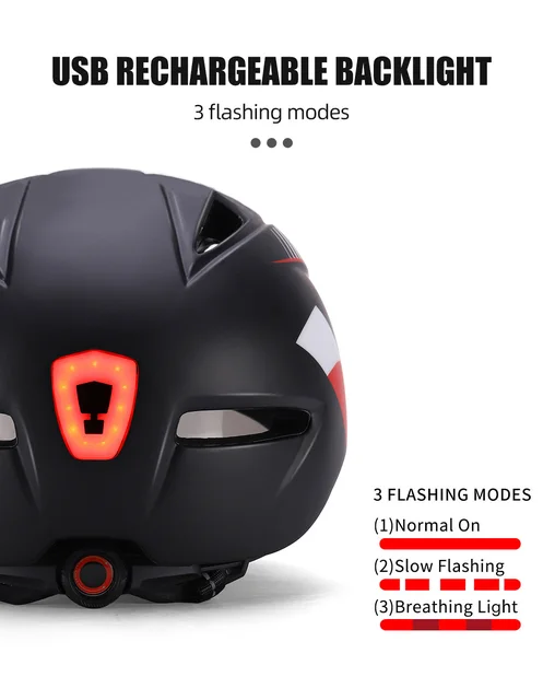 Casco Bici Con LED USB - Visiera Magnetica, 21 Ventilazioni, Regolabile 57-62cm, Unisex - Foto 2
