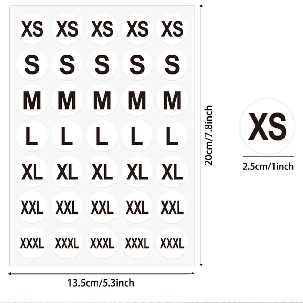 Versatile Round Self-Adhesive Clothing Size Labels (10 Sheets)
