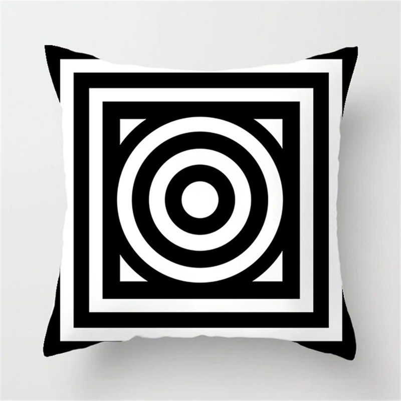 2022 Black White Geometric Creative Print Cushion Cover Sofa Decoration Pillow Cover Comfortable Simple INS Home Decor 45x45CM 