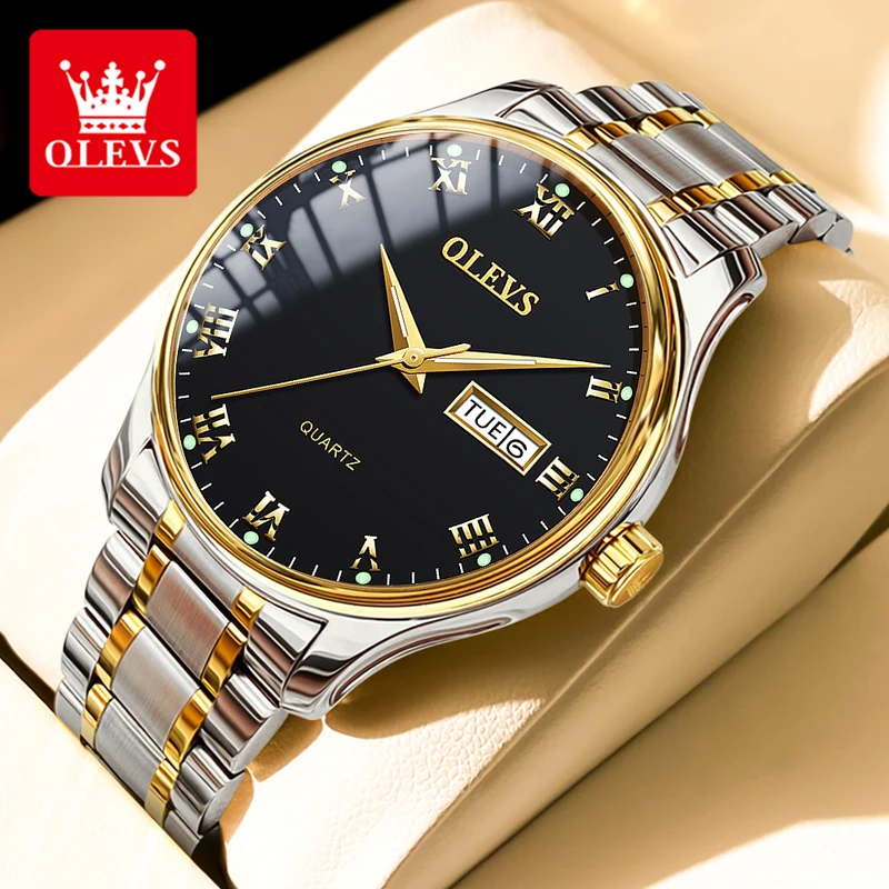 OLEVS Luxury Quartz Business Watch with Steel Strap & Luminous Design