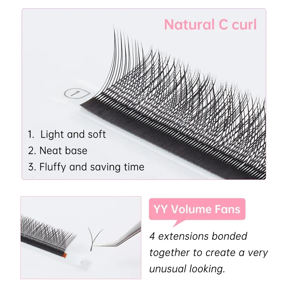 Yelix Y Shape Eyelash Extension 0.05 C Soft Cilios YY Premade Fan Individual Lashes Mix False Eyelashes Lash Extension Supplies