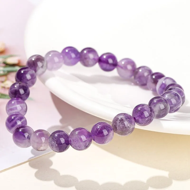JD Natural Dream Lace Amethyst Stone Beaded Bracelets Women Purple Crystal Quartz