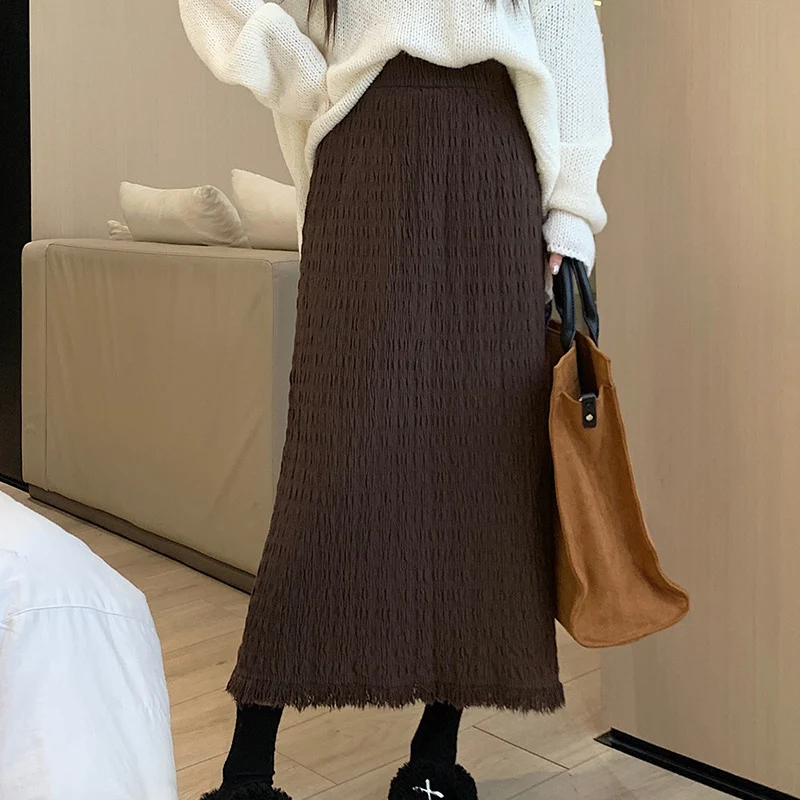 Elegant High-Waisted A-Line Skirt with Raw Edged Folds