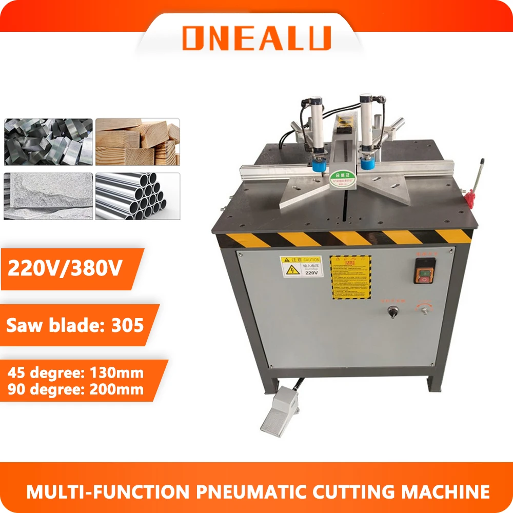 Semi-automatic 45 degree 90 degree door and window aluminum alloy profile cabinet frame Wood pneumatic cutting machine woodworking tools
