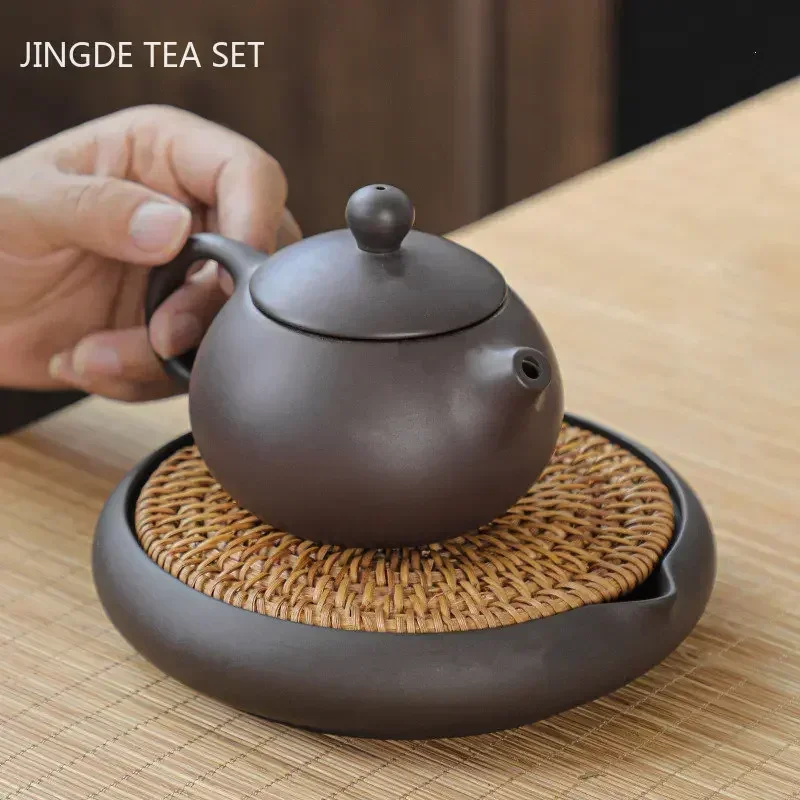 Hand-woven Rattan Purple Clay Kettle Base Tea Tray Dry Bubble Teapot Cushion Heat Insulation Pot Cushion Tea Set Accessories