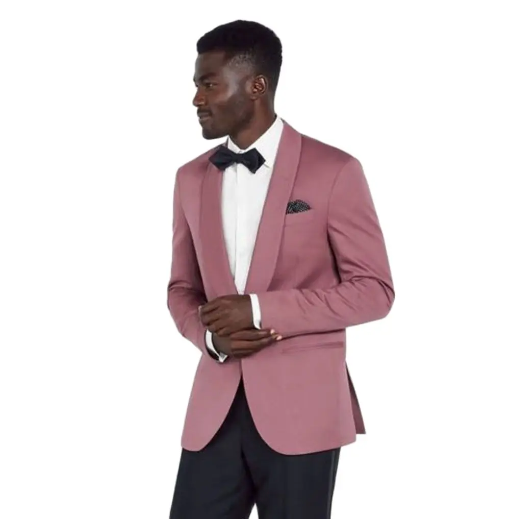 Pink Suit Coat Shawl Collar Blazer Trousers 2pcs Jacket Black Pants Men'S  Wedding Clothing Tailored Men'S Sets Party Wear Outfit - AliExpress