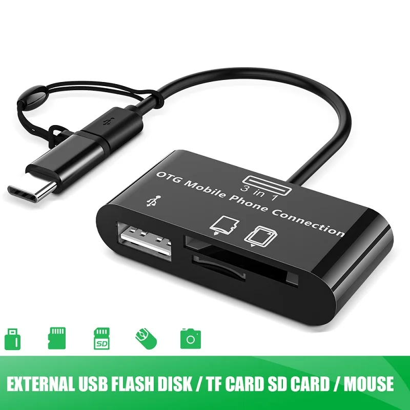 USB Type C кардридер 3 в 1 OTG адаптер Micro SD/TF для Macbook смартфона кабель передачи данных